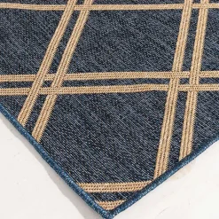 Kirklands Home Outdoor Rugs|Navy Adelaide Trellis Outdoor Area Rug, 7x9 Blue