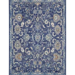 Kirklands Home Area Rugs|Navy and Beige Botanical Area Rug, 5x7