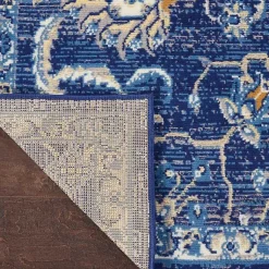 Kirklands Home Area Rugs|Navy and Beige Botanical Area Rug, 5x7