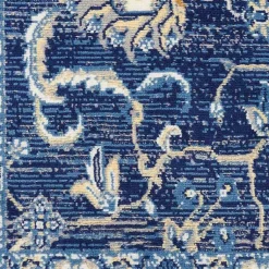 Kirklands Home Area Rugs|Navy and Beige Botanical Area Rug, 5x7