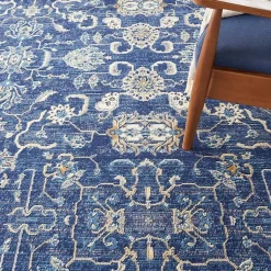 Kirklands Home Area Rugs|Navy and Beige Botanical Area Rug, 7x10