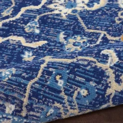 Kirklands Home Area Rugs|Navy and Beige Botanical Area Rug, 7x9