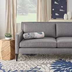 Kirklands Home Outdoor Cushions & Pillows|Navy and Beige Floral Outdoor Bolster Pillow Blue