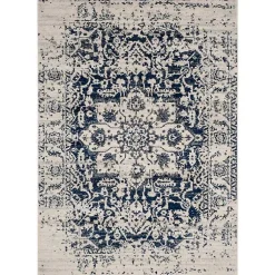Kirklands Home Area Rugs|Navy and Cream Madison Distressed Area Rug, 5x7