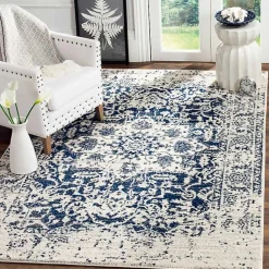 Kirklands Home Area Rugs|Navy and Cream Madison Distressed Area Rug, 5x7