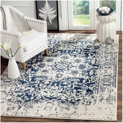 Kirklands Home Area Rugs|Navy and Cream Madison Distressed Area Rug, 6x9
