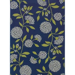 Kirklands Home Outdoor Rugs|Navy and Green Floral Vine Outdoor Area Rug, 5x7
