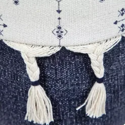 Clearance Navy and Ivory Scandinavian Motif Pouf Poufs & Floor Cushions