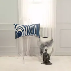 Navy and Natural Wave Lumbar Pillow Pillows