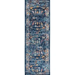 Kirklands Home Area Rugs|Navy and Orange Bordered Runner, 2x6 Blue