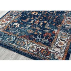 Kirklands Home Area Rugs|Navy and Orange Bordered Area Rug, 4x6 Blue