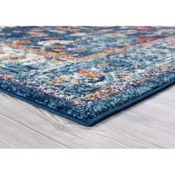 Kirklands Home Area Rugs|Navy and Orange Bordered Area Rug, 4x6 Blue