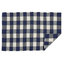 Kirklands Home Accent Rugs|Navy and White Buffalo Check Accent Rug Blue