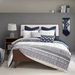 Kirklands Home Duvets|Navy and White 3-pc. California King Duvet Set