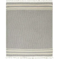 Hot Navy and White Stripes Cotton Throw Blankets & Throws