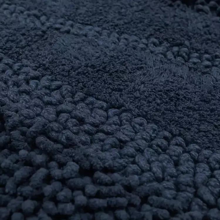 Kirklands Home Bathroom Rugs|Navy Asymmetrical Cotton Bath Mat Blue