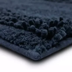 Kirklands Home Bathroom Rugs|Navy Asymmetrical Cotton Bath Mat Blue