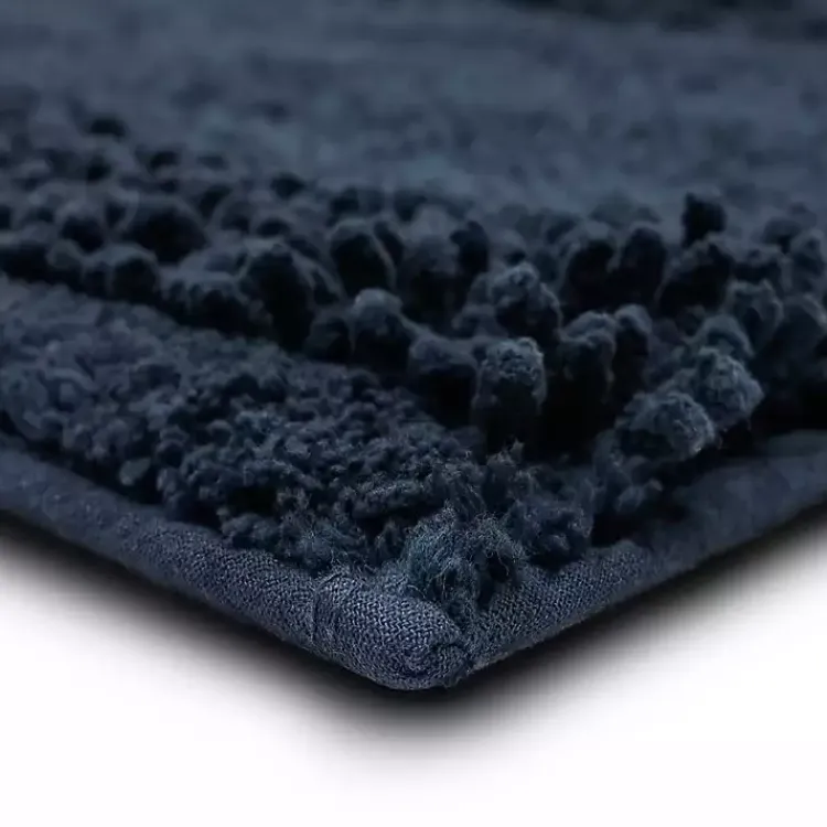 Kirklands Home Bathroom Rugs|Navy Asymmetrical Cotton Bath Mat Blue