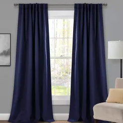 Kirklands Home Curtains & Drapes|Navy Back Tab Blackout Curtain Panel Set, 84 in. Blue