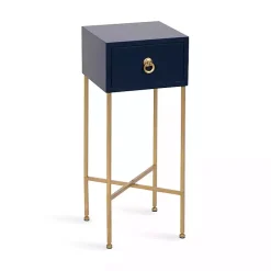 Kirklands Home Accent & End Tables|Navy and Gold Glam Accent Table Blue