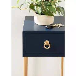 Kirklands Home Accent & End Tables|Navy and Gold Glam Accent Table Blue