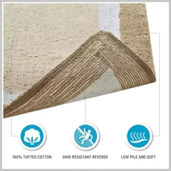 Kirklands Home Bathroom Rugs|Navy Border Cotton Bath Mat, 27x45 Blue