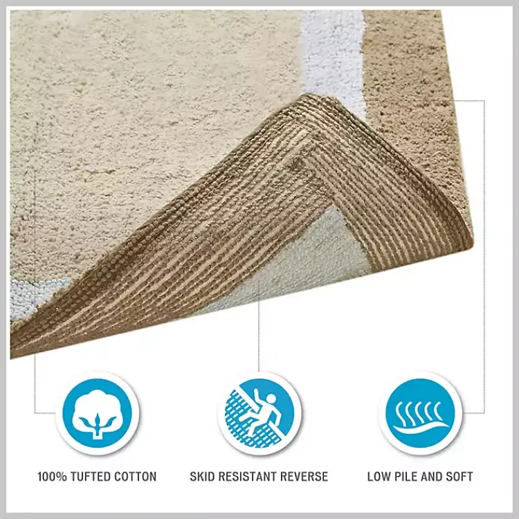 Kirklands Home Bathroom Rugs|Navy Border Cotton Bath Mat, 27x45 Blue