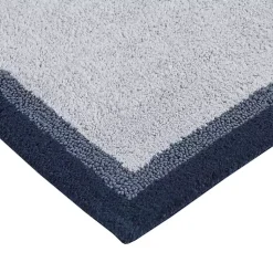 Kirklands Home Bathroom Rugs|Navy Border Cotton Bath Mat, 27x45 Blue