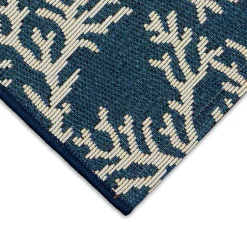 Kirklands Home Outdoor Rugs|Navy Blue Coral Indoor/Outdoor Rug, 2x3