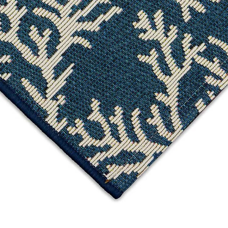 Kirklands Home Outdoor Rugs|Navy Blue Coral Indoor/Outdoor Rug, 2x3