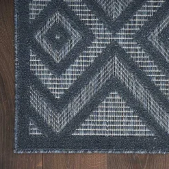 Kirklands Home Outdoor Rugs|Navy Diamond Indoor/Outdoor Area Rug, 4x6 Blue