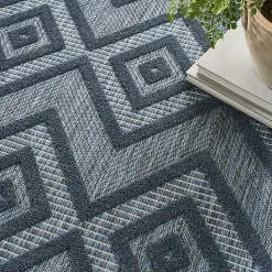 Kirklands Home Outdoor Rugs|Navy Diamond Indoor/Outdoor Area Rug, 5x7 Blue