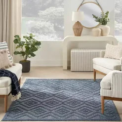 Kirklands Home Outdoor Rugs|Navy Diamond Indoor/Outdoor Area Rug, 5x7 Blue