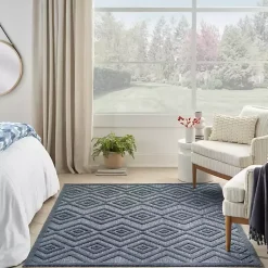 Kirklands Home Outdoor Rugs|Navy Diamond Indoor/Outdoor Area Rug, 6x9 Blue