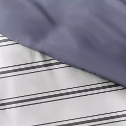 Kirklands Home Duvets|Navy Blue Echo Stripe 2-pc. Twin Duvet Cover Set