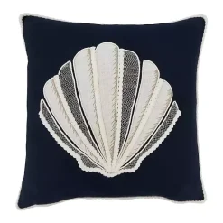 Hot Navy Embroidered Shell Throw Pillow Pillows