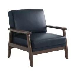Kirklands Home Accent Chairs|Navy Faux Leather Ambon Accent Chair Blue