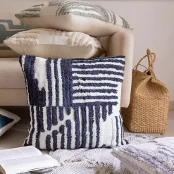 Online Navy Geometric Shag Throw Pillow Pillows