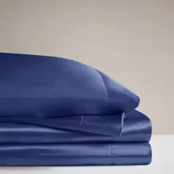 Kirklands Home Bed Sheets|Navy Satin 6-pc. Full Sheet Set Blue