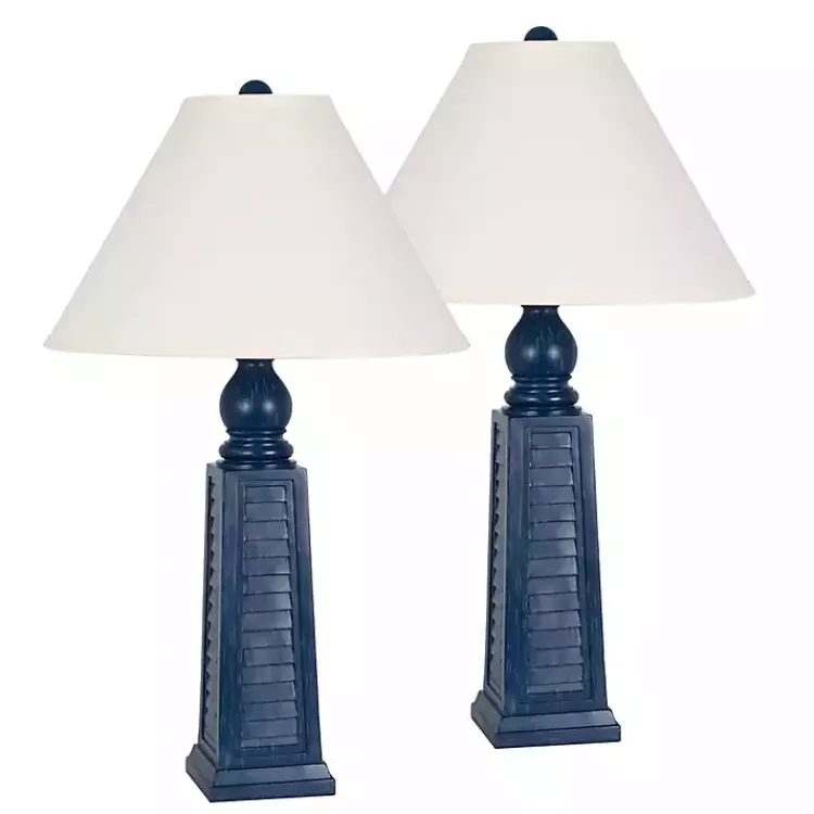 Kirklands Home Table Lamps|Navy Shutter Table Lamps, Set of 2 Blue