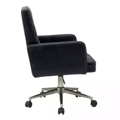 Kirklands Home Office Furniture|Navy Tufted Faux Leather Swivel Office Chair Blue