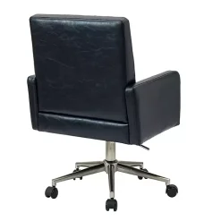 Kirklands Home Office Furniture|Navy Tufted Faux Leather Swivel Office Chair Blue