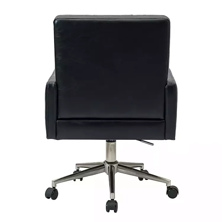 Kirklands Home Office Furniture|Navy Tufted Faux Leather Swivel Office Chair Blue