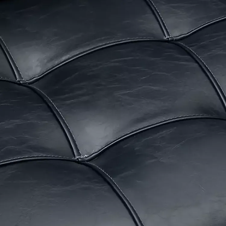 Kirklands Home Office Furniture|Navy Tufted Faux Leather Swivel Office Chair Blue