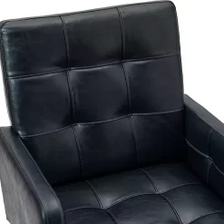 Kirklands Home Office Furniture|Navy Tufted Faux Leather Swivel Office Chair Blue