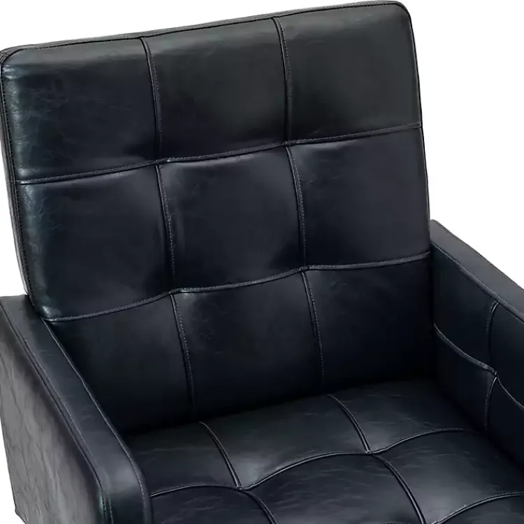 Kirklands Home Office Furniture|Navy Tufted Faux Leather Swivel Office Chair Blue