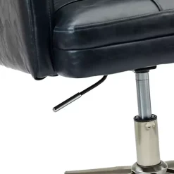 Kirklands Home Office Furniture|Navy Tufted Faux Leather Swivel Office Chair Blue