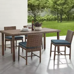 Kirklands Home Outdoor Dining|Navy Blue Wicker 5-pc. Outdoor Dining Set