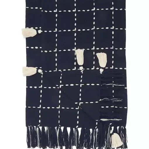 Online Navy Woven Checkered Throw Blankets & Throws