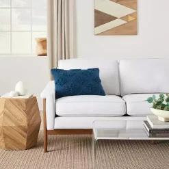 Sale Navy Woven Diamonds Lumbar Pillow Pillows